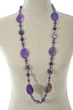 Ketting | imitatiebont | paars | 18x11x (h)8 cm