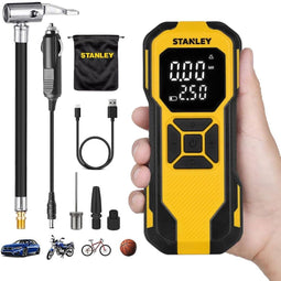 STANLEY - SXIF0101 - Minicompressor - 10 bar - Automatische afschakeling + Digitaal display - Incl. 1 accu & Met Powerbank-functie