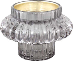 PTMD Yune Ronde Kandelaar - H8 x Ø9,5 cm - Glas - Grijs