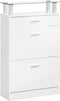 vidaXL - Schoenenkast - 63x24x104 - cm - bewerkt - hout - hoogglans - wit