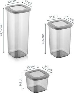 Asir Hermia Concept - Set voorraadpotten - Vaatwasserbestendig - Antraciet (24 stuks)