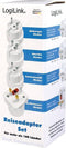 LogiLink PA0186 - Reisstekker Set - 4 adapters voor meer dan 100 landen - Wit