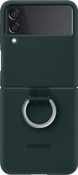 Samsung Galaxy Z Flip3 5G - Siliconen Hoesje met Ring - Groen