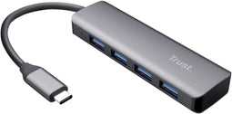 Trust 23328 - USB-C naar USB-A Hub - 4 poorten 5 Gbps - Grijs