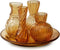 Set van 4 vaasjes en onderbord 'ludo' bruin h13 d22,5 cm
