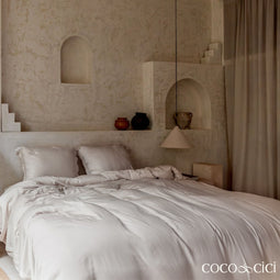 Coco & Cici - Tencel Twill Dekbedovertrek 200 x 200 cm - 2 Persoons Beddengoed - Beige - Lyocell - Ritssluiting & Extra Zacht - 2 Kussenslopen (60x70)
