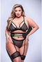 Baci - Strappy Bra, Garter & Panty Lingerie set - Plus size (xl-xxxl) - Zwart