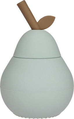 OYOY Pear Drinkfles/drinkbeker met rietje - Pale Mint