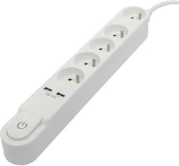 Power Socket - 5 Sockets with Switch Chacon White