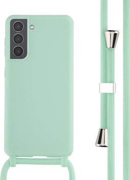 iMoshion Hoesje Geschikt voor Samsung Galaxy S21 Hoesje Met Koord - iMoshion Siliconen hoesje met koord - Mintgroen