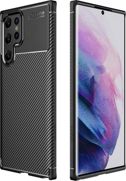 iMoshion Hoesje Geschikt voor Samsung Galaxy S22 Ultra Hoesje Siliconen - iMoshion Carbon Softcase Backcover - Zwart