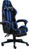 vidaXL - Racestoel - met - voetensteun - kunstleer - zwart - en - blauw