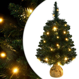 vidaXL - Kunstkerstboom - met - verlichting - en - standaard - 60 - cm - PVC - groen