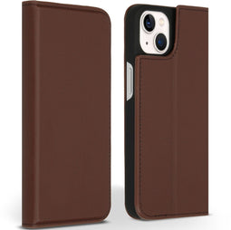 Accezz iPhone 13 - Premium Leather Slim Book Case - Echt Nappa leer - Bruin