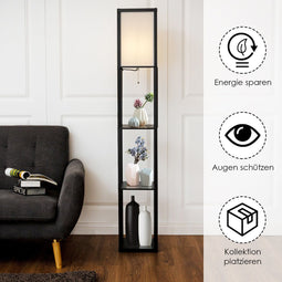 Coast 3-niveau leglamp plank moderne vloerlamp vloerlamp 26 x 26 x 160 cm zwart