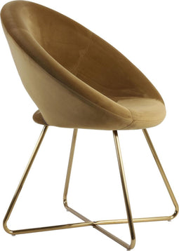 Light & Living Stoel Charlie - Karamel/Goud - Velvet