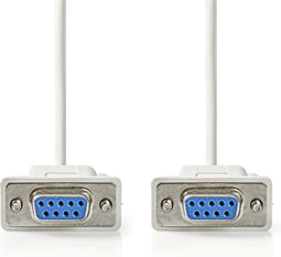 Nedis Nullmodemkabel - D-SUB 9-Pins Female - D-SUB 9-Pins Female - Vernikkeld - 2.00 m - Rond - PVC - Ivoor - Label