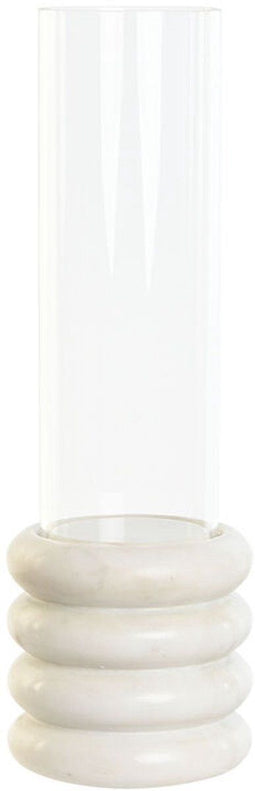 Kaarshouder Home ESPRIT Wit Natuurlijk Kristal Marmer 10 x 10 x 33 cm