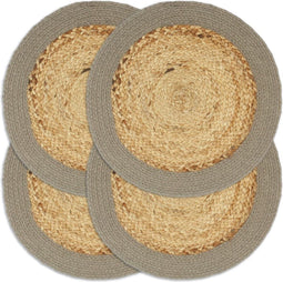 vidaXL - Placemats - 4 - st - 38 - cm - jute - en - katoen - natuurlijk - en - grijs