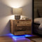 vidaXL - Nachtkastjes - met - LED-verlichting - 2 - stuks - Wandgemonteerd - Oud - Hout