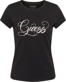 Guess Glitzy Logo R4 - Dames T-shirt - Korte mouw - Zwart (2022)