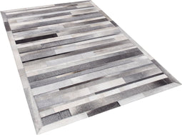 AZAY - Laagpolig vloerkleed - Grijs - 160 x 230 cm - Koeienhuid leer