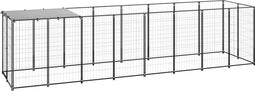 vidaXL - Hondenkennel - 4,84 - m² - staal - zwart