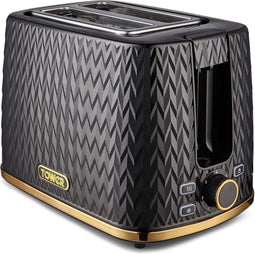 Tower Empire Retro Broodrooster - 2 Sneden - Zwart