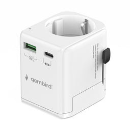 Gembird Universele Reisadapter - 20W - Geaard - Wit
