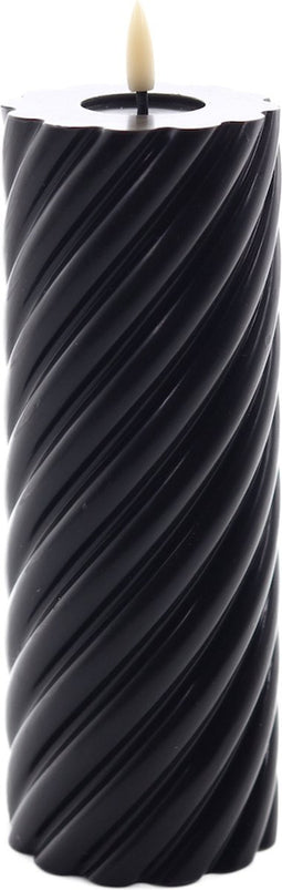 swirl led kaars rustic zwart 20x7,5cm