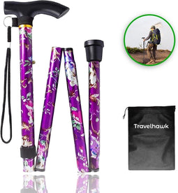 Travelhawk Wandelstok - Verstelbaar - Opvouwbaar - Paars - Incl. Opbergtas