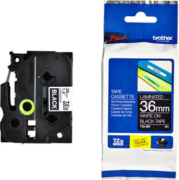P-Touch TZE-365 white on black 36mm laminated