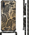 iMoshion Hoesje Geschikt voor Samsung Galaxy A70 Hoesje Met Koord - iMoshion Design Hoesje met Koord - Goud / Zwart / Golden Leaves