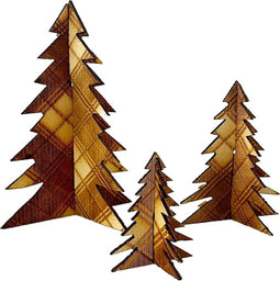 Kerstbomen hout tartan - 3 stuks - Caroline Wolfe Murray