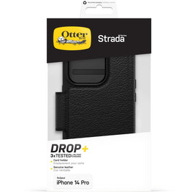 Otterbox iPhone 14 Pro - Strada-hoesje - Schokbestendig lederen folio met kaarthouder - Zwart