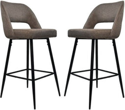 Barkruk Jenna S/2- 54x49x106 - bruin/zwart - Katoen/linnen/metaal