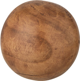 J-Line decoratie Bal Paulownia - hout - bruin - small - 2 stuks