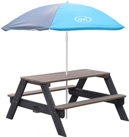 AXI Nick Picknicktafel Antraciet/grijs - Parasol Blauw/grijs - Picknick tafel voor kinderen van FSC hout
