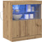 vidaXL - Dressoir - met - LED-verlichting - Artisan - Eiken - 60x37x67 - cm
