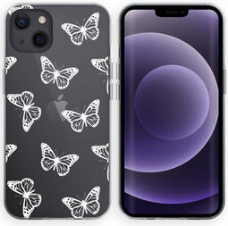 iMoshion Hoesje Geschikt voor iPhone 13 Hoesje Siliconen - iMoshion Design hoesje - Grijs / Butterfly