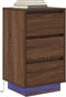 vidaXL - Nachtkastje - met - LED-verlichting - 38x34x65 - cm - bruin - eiken