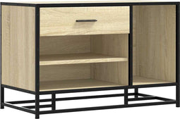 vidaXL - Schoenenbank - 80x40x53,5 - cm - bewerkt - hout - en - metaal - sonoma - eiken