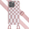 Selencia Hoesje Geschikt voor iPhone 15 Pro Max Hoesje Met Koord - Selencia Siliconen design hoesje met afneembaar koord - Roze / Irregular Check Sand Pink