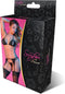 Magic Silk - Peek-a-Boo Beha, Jarretel en G-String Set - L/XL - Zwart