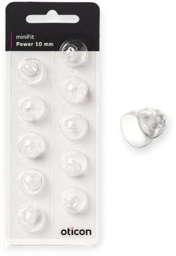 Oticon minifit POWER dome MAAT: 10 MM - DUBBELE KOEPEL - Blister van 10 stuks - voor MiniRite luidspreker