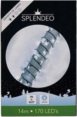 Medium density lightchain - 170 leds - wit - groene kabel - 14 m - 3 m aansluitsnoer - transformator