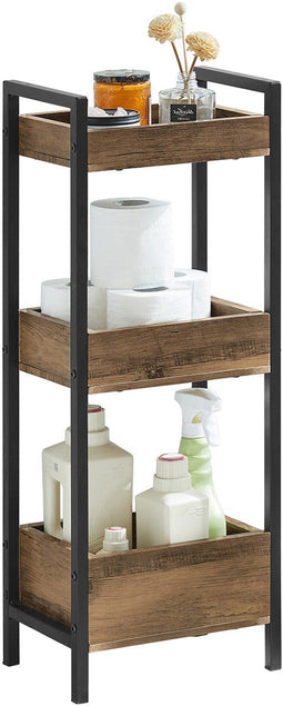 SoBuy FRG226-F - Badkamerrek - 3 Planken - Bruin
