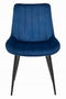 Stoel SOSA - Donkerblauw Velvet, Zwarte Metalen Poten, Modern Design en Uitstekend Zitcomfort voor Woonkamer, Slaapkamer, Eetkamer of Kantoor, Max. 120 kg