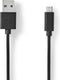 Nedis USB-Kabel - USB 2.0 - USB-A Male - USB Micro-B Male - 12 W - 480 Mbps - Vernikkeld - 1.00 m - Rond - PVC - Zwart - Doos