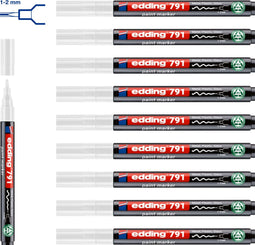 edding 791 - lakmarker - ronde punt 1-2 mm - goed zichtbaar op donkere ondergronden - wit (10 stuks)